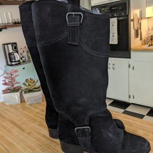 Suede black boots- wide calves!!